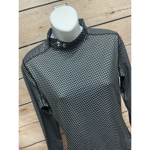 Under Armour Womens Shirt Size Medium Cold Gear Mock Long Sleeve Black Stars Top - Picture 11 of 15